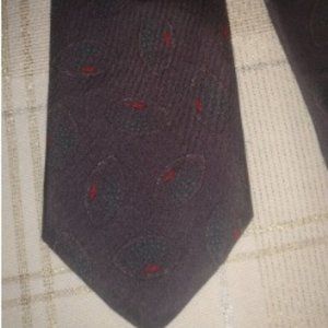 Italianissimo Mens Necktie 100% Silk Black Green Olive Bowl Pattern Hand Made 57